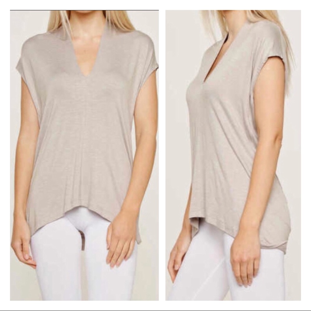 Premium quality SILVER SHORT SLEEVE V-NECK TOP